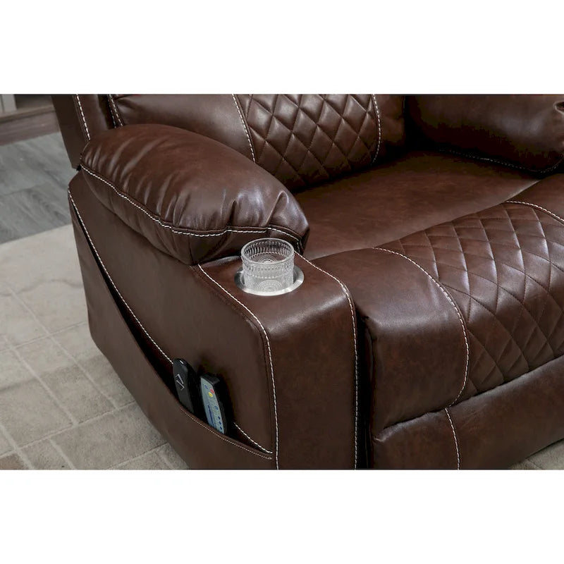 Fauteuil inclinable releveur en cuir avec massage et chauffage