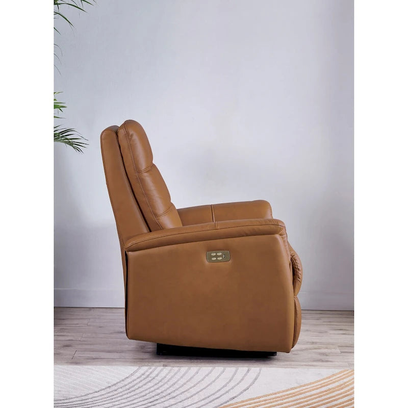 Fauteuil inclinable en cuir pleine fleur Hydeline Logan Power avec appuie-tête motorisé