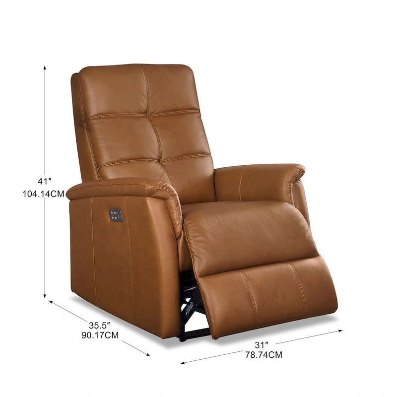 Fauteuil inclinable en cuir pleine fleur Hydeline Logan Power avec appuie-tête motorisé
