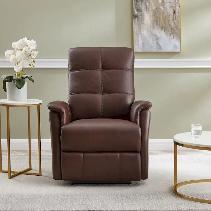 Fauteuil inclinable en cuir pleine fleur Hydeline Logan Power avec appuie-tête motorisé