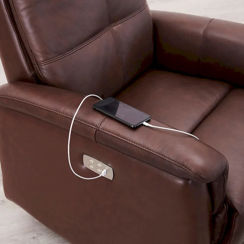 Fauteuil inclinable en cuir pleine fleur Hydeline Logan Power avec appuie-tête motorisé