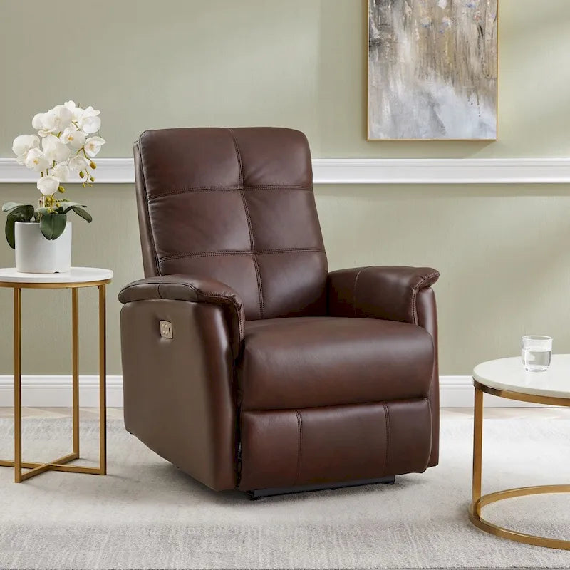 Fauteuil inclinable en cuir pleine fleur Hydeline Logan Power avec appuie-tête motorisé