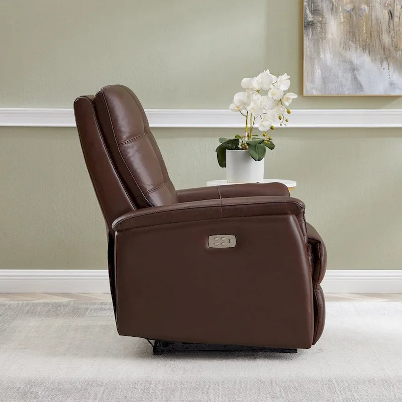 Fauteuil inclinable en cuir pleine fleur Hydeline Logan Power avec appuie-tête motorisé
