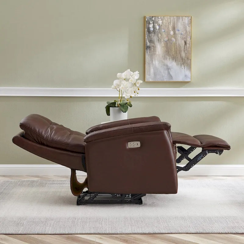 Fauteuil inclinable en cuir pleine fleur Hydeline Logan Power avec appuie-tête motorisé