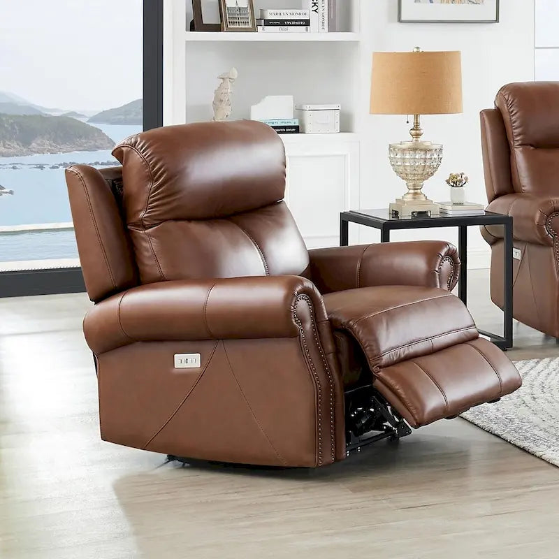 Fauteuil inclinable Hydeline Royce Zero Gravity Power avec têtière en cuir pleine fleur