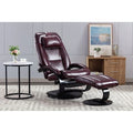 Fauteuil inclinable pivotant en cuir pleine fleur avec ottoman