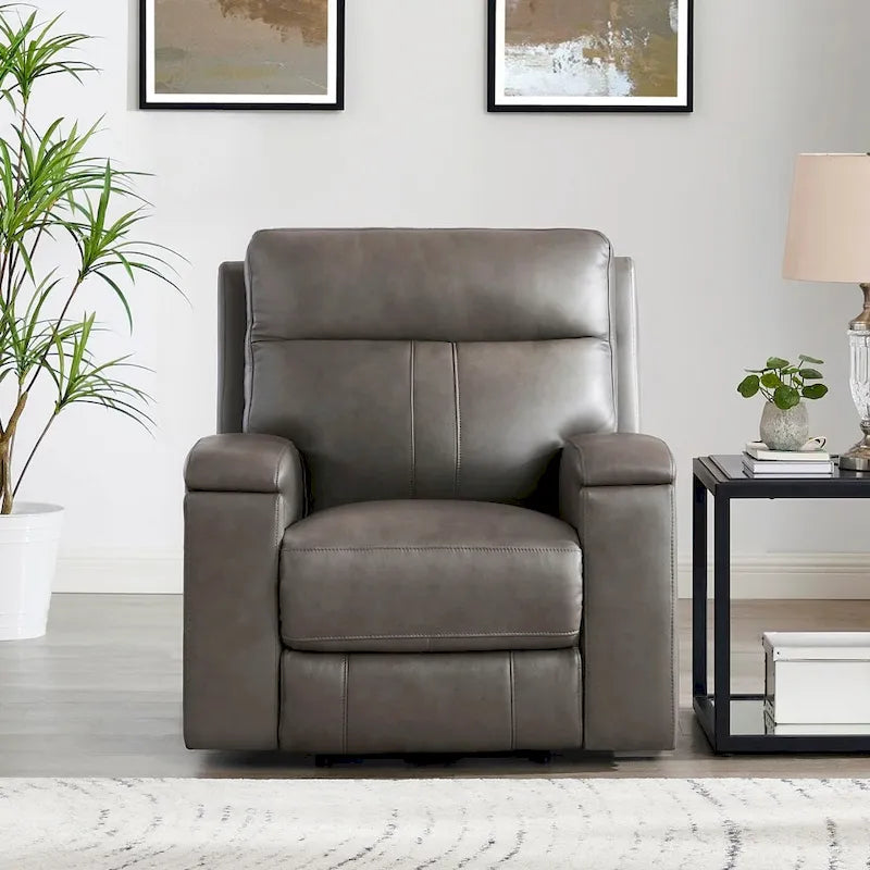 Fauteuil inclinable en cuir pleine fleur Hydeline Venice Zero Gravity avec fonction d'inclinaison électrique, appui-tête réglable et porte-gobelet
