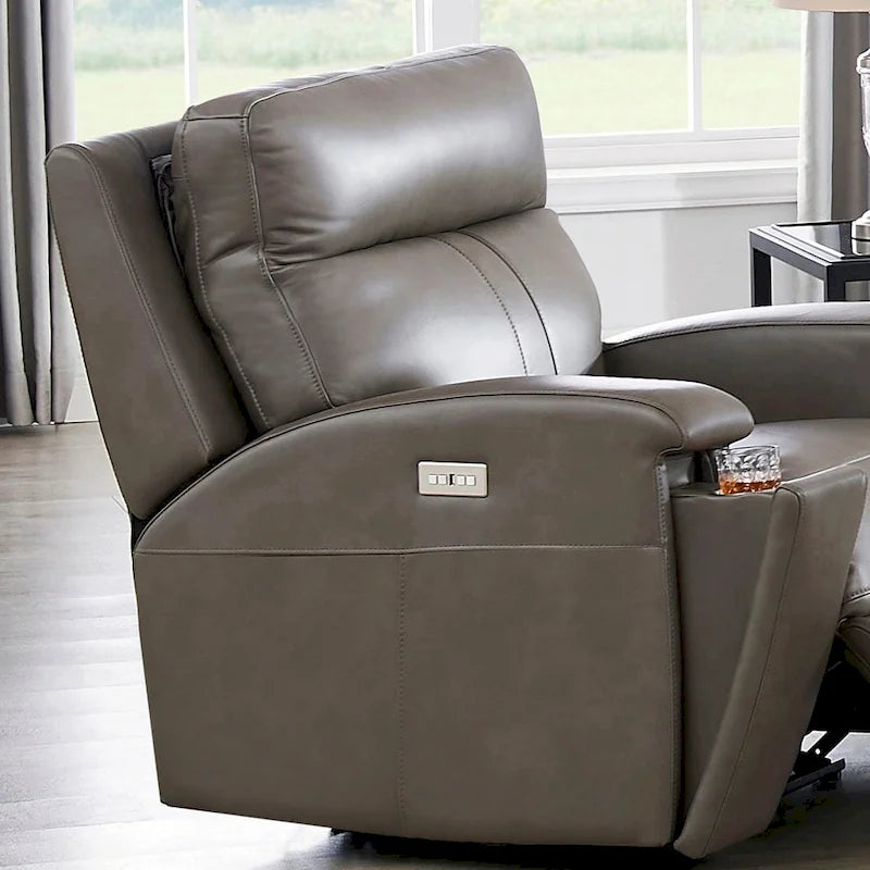 Fauteuil inclinable en cuir pleine fleur Hydeline Venice Zero Gravity avec fonction d'inclinaison électrique, appui-tête réglable et porte-gobelet