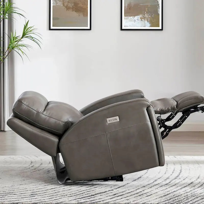 Fauteuil inclinable en cuir pleine fleur Hydeline Venice Zero Gravity avec fonction d'inclinaison électrique, appui-tête réglable et porte-gobelet