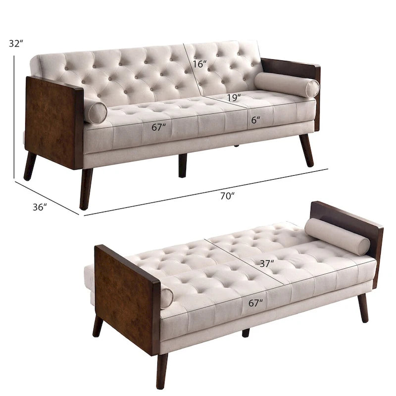 Canapé-lit pliant ajustable, style Mid-century moderne