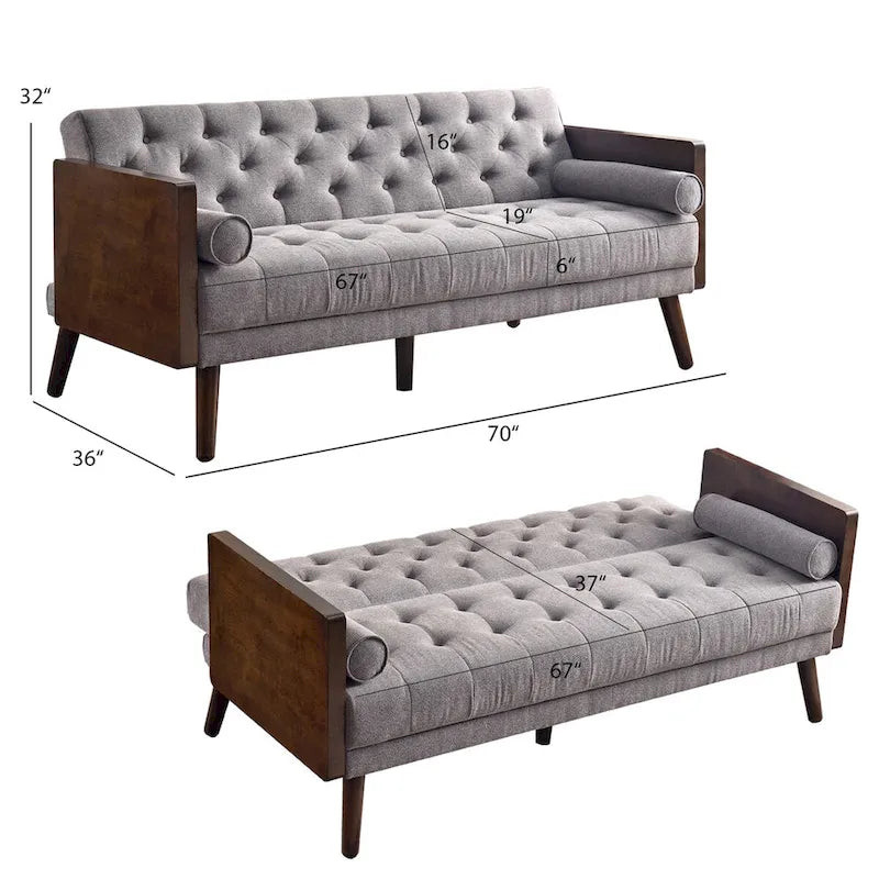 Canapé-lit pliant ajustable, style Mid-century moderne