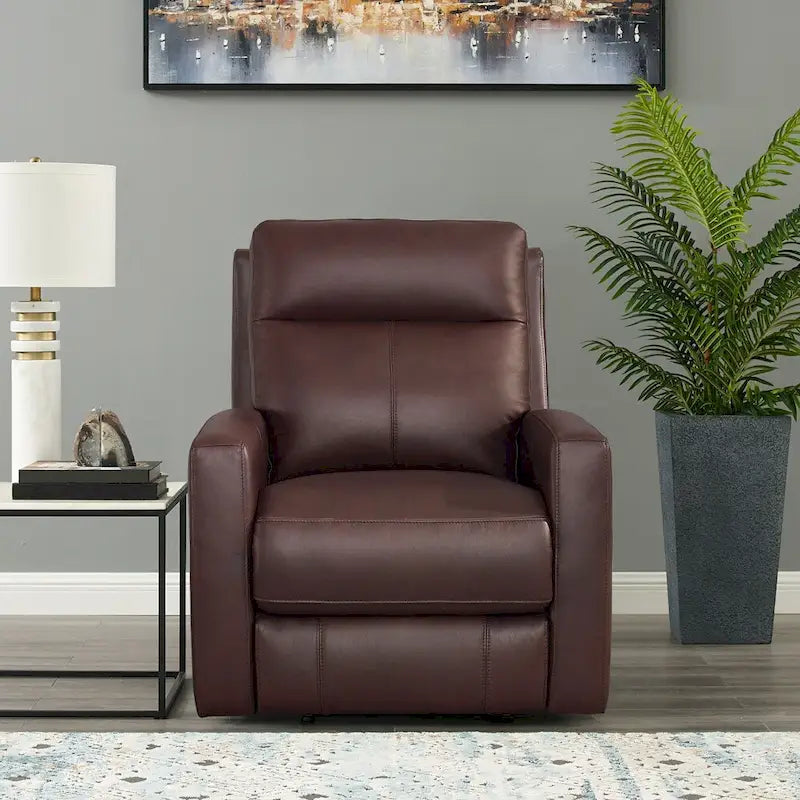 Fauteuil inclinable en cuir pleine fleur Hydeline Vienna Zero Gravity avec fonctions d'inclinaison électrique et d'appui-tête.