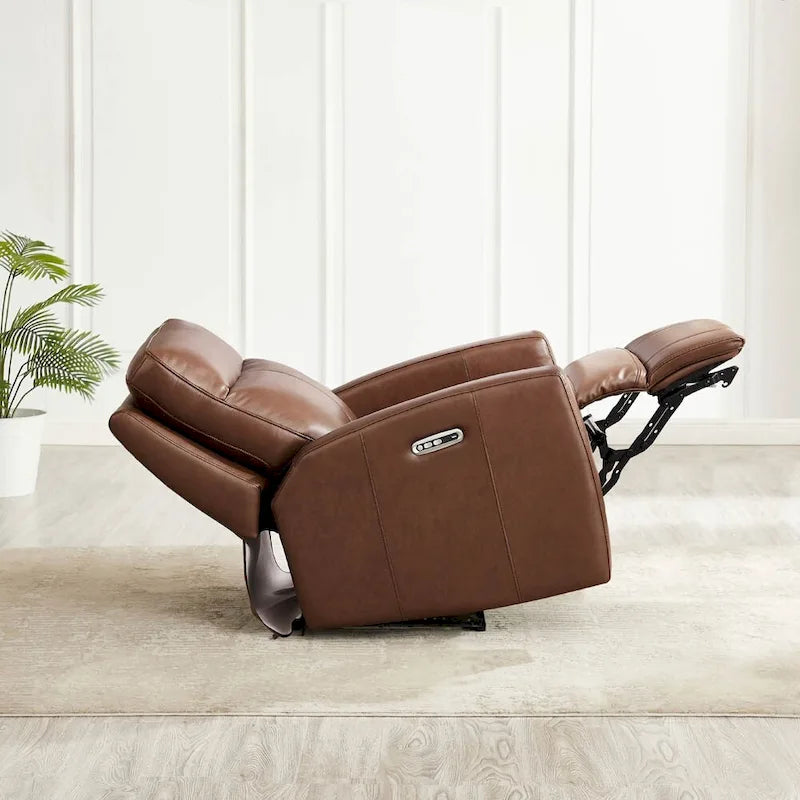 Fauteuil inclinable en cuir pleine fleur Hydeline Vienna Zero Gravity avec fonctions d'inclinaison électrique et d'appui-tête.