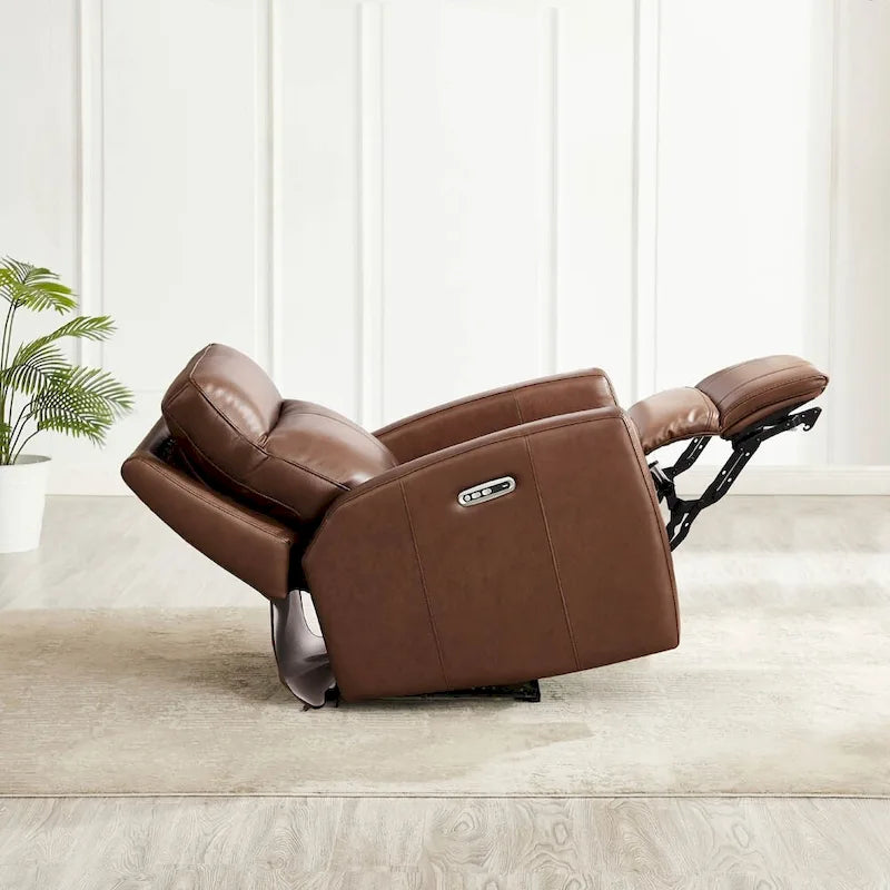 Fauteuil inclinable en cuir pleine fleur Hydeline Vienna Zero Gravity avec fonctions d'inclinaison électrique et d'appui-tête.