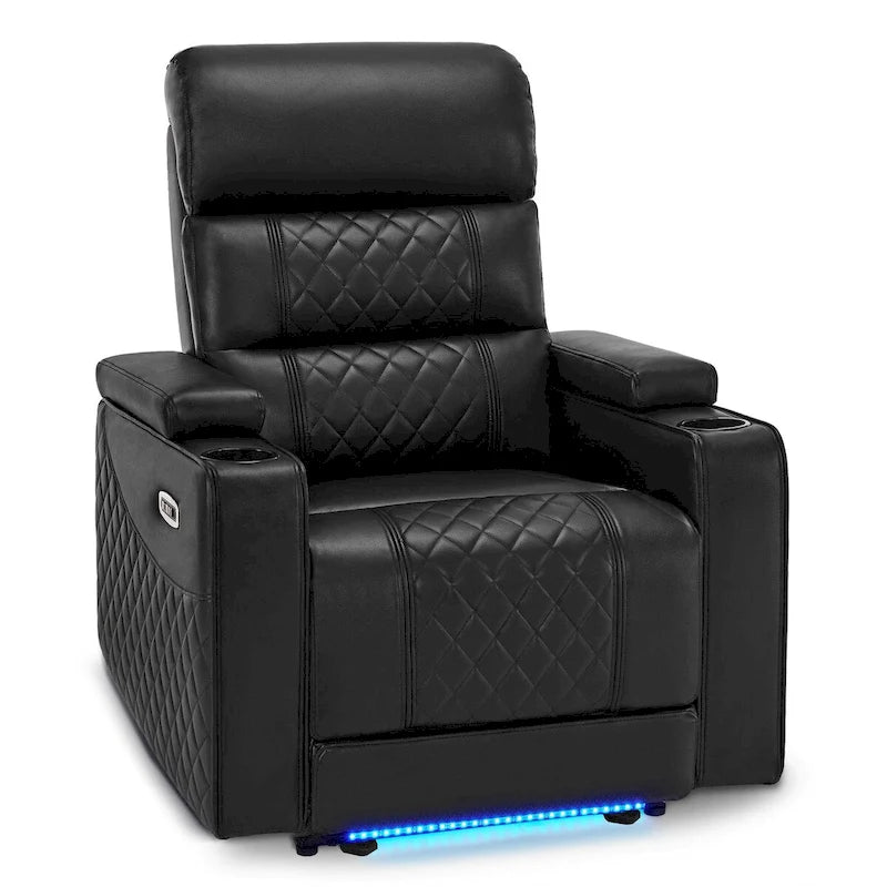Fauteuil inclinable électrique MCombo, Canapé inclinable électrique avec appuie-tête réglable et port USB et Type C, Similicuir HTS432