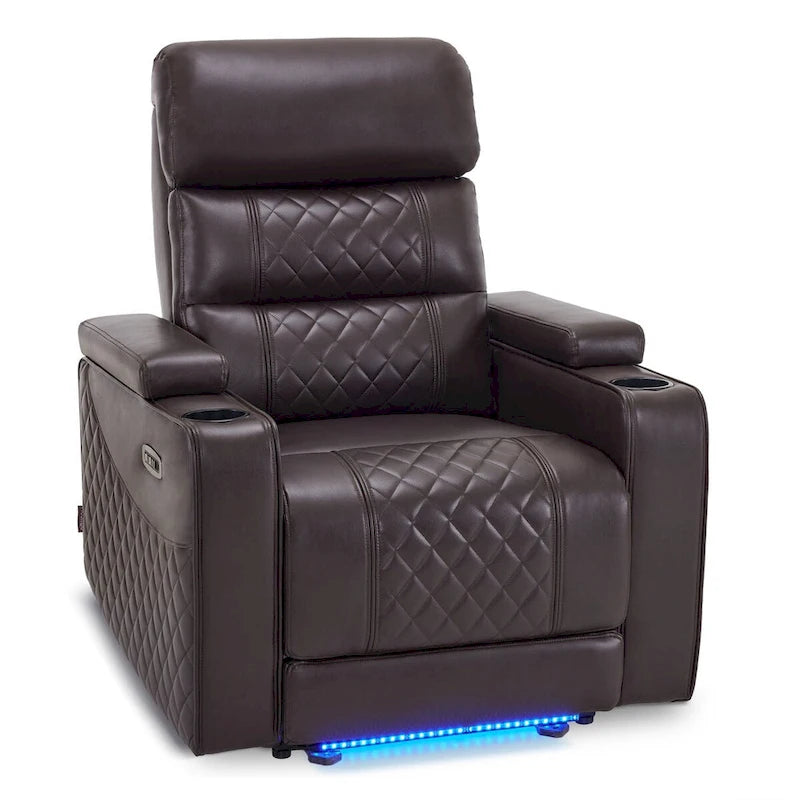 Fauteuil inclinable électrique MCombo, Canapé inclinable électrique avec appuie-tête réglable et port USB et Type C, Similicuir HTS432