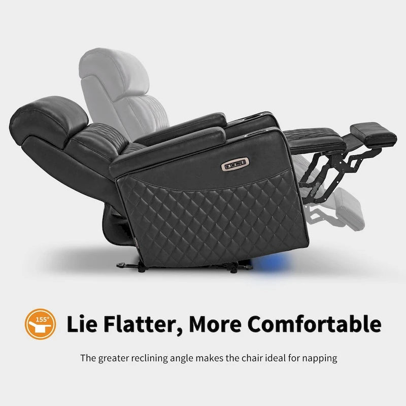 Fauteuil inclinable électrique MCombo, Canapé inclinable électrique avec appuie-tête réglable et port USB et Type C, Similicuir HTS432