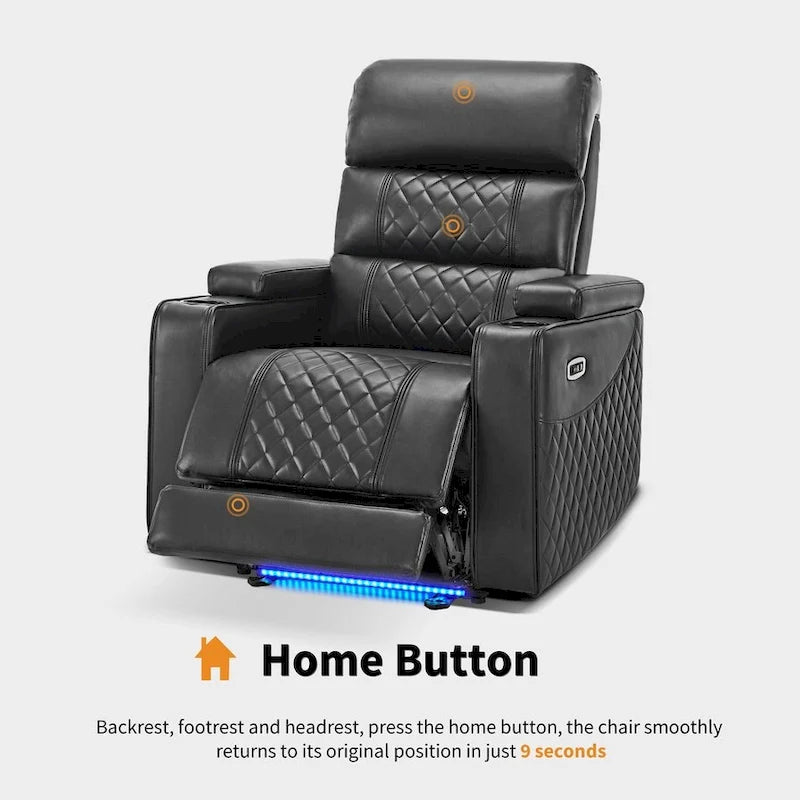 Fauteuil inclinable électrique MCombo, Canapé inclinable électrique avec appuie-tête réglable et port USB et Type C, Similicuir HTS432
