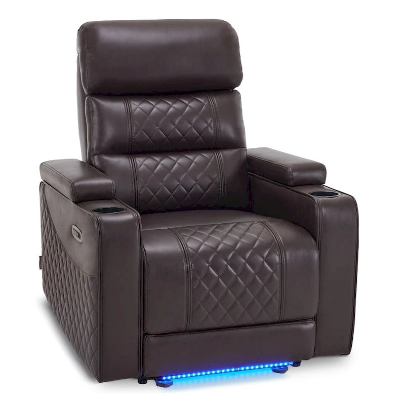 Fauteuil inclinable électrique MCombo, Canapé inclinable électrique avec appuie-tête réglable et port USB et Type C, Similicuir HTS432