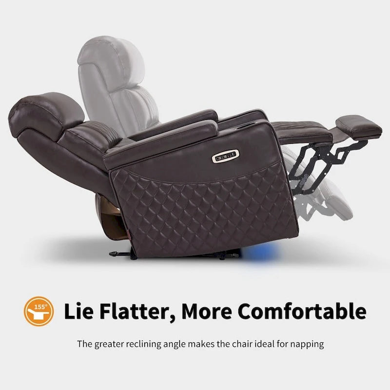 Fauteuil inclinable électrique MCombo, Canapé inclinable électrique avec appuie-tête réglable et port USB et Type C, Similicuir HTS432