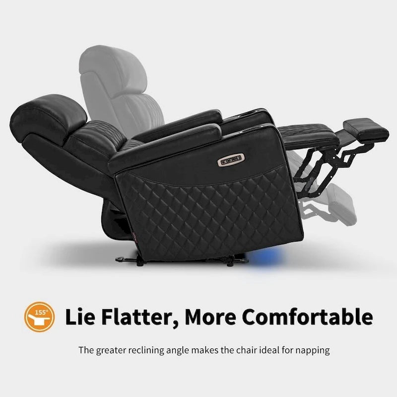 Fauteuil inclinable électrique MCombo, Canapé inclinable électrique avec appuie-tête réglable et port USB et Type C, Similicuir HTS432
