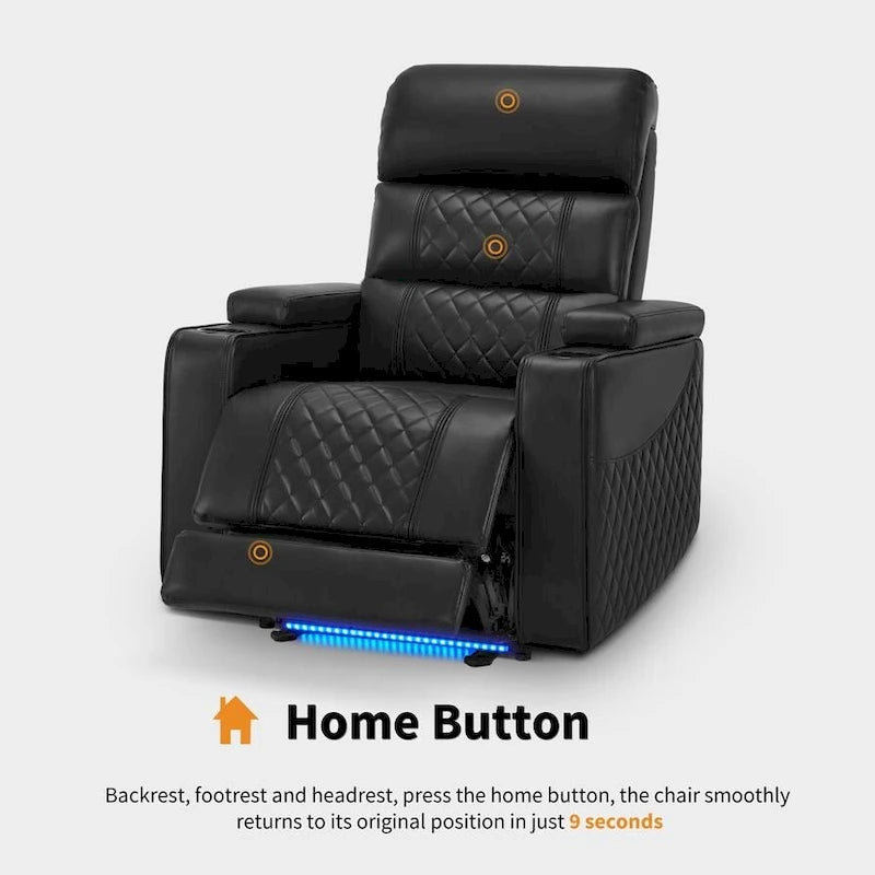 Fauteuil inclinable électrique MCombo, Canapé inclinable électrique avec appuie-tête réglable et port USB et Type C, Similicuir HTS432