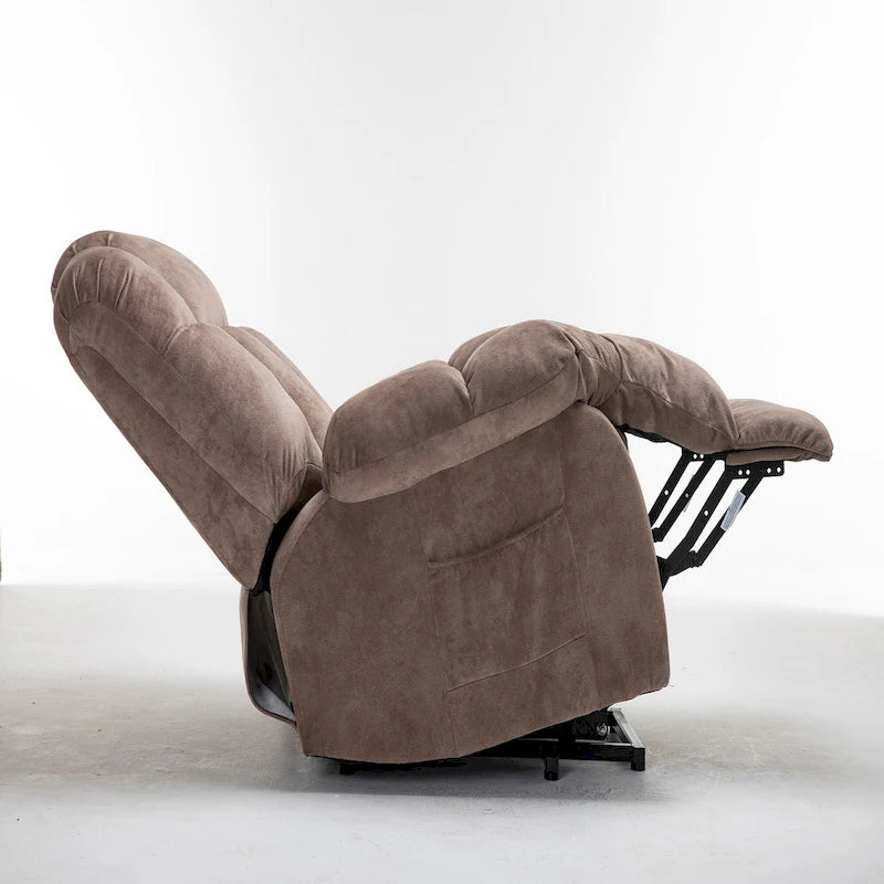 Fauteuil inclinable électrique avec fonction releveur pour personnes âgées, avec pochette latérale