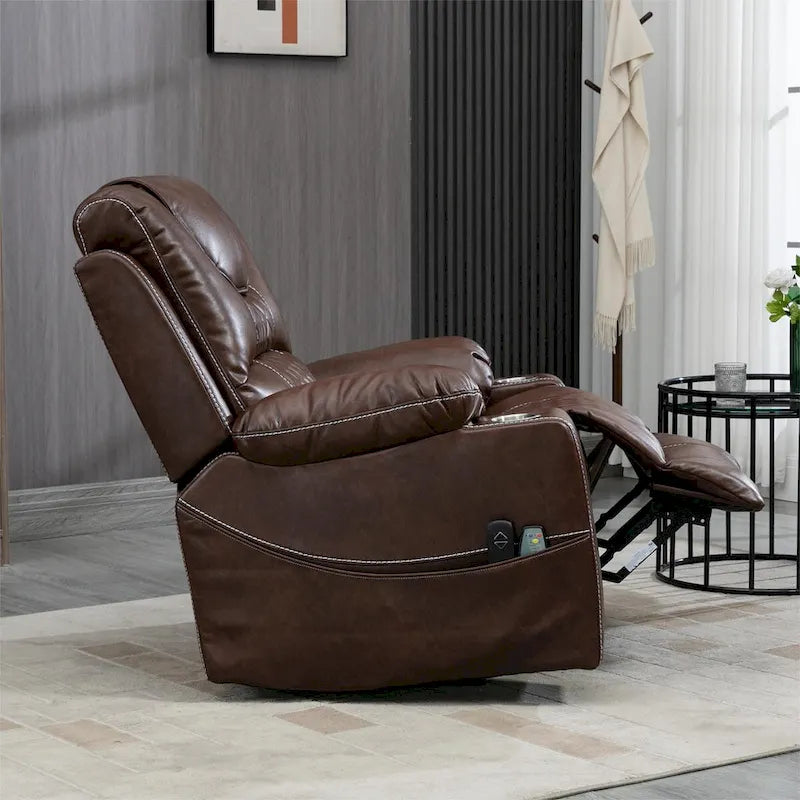 Fauteuil inclinable releveur en cuir PU avec massage et chauffage pour personnes âgées