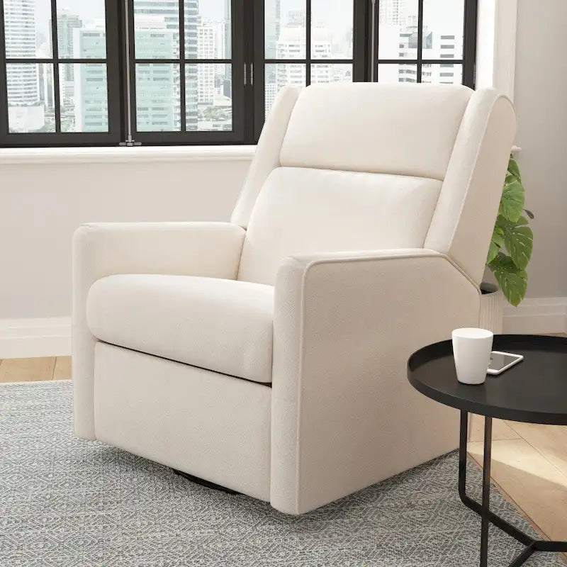 Fauteuil inclinable, pivotant et à bascule manuel rembourré classique