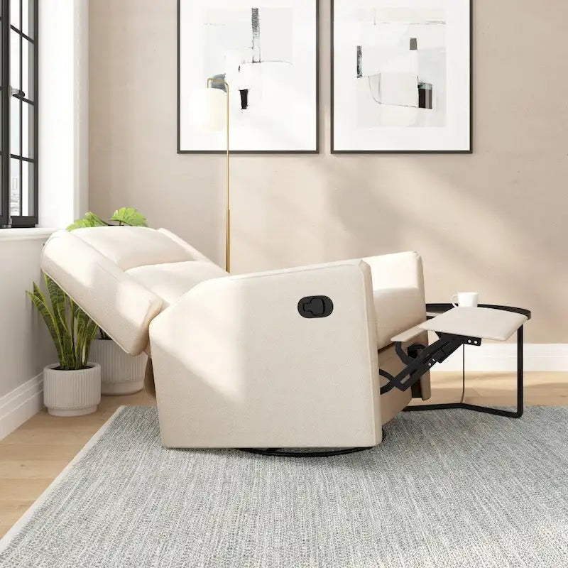 Fauteuil inclinable, pivotant et à bascule manuel rembourré classique