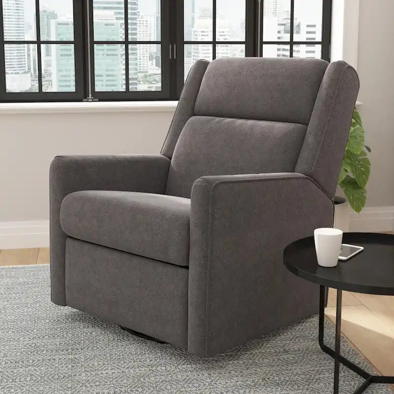 Fauteuil inclinable, pivotant et à bascule manuel rembourré classique