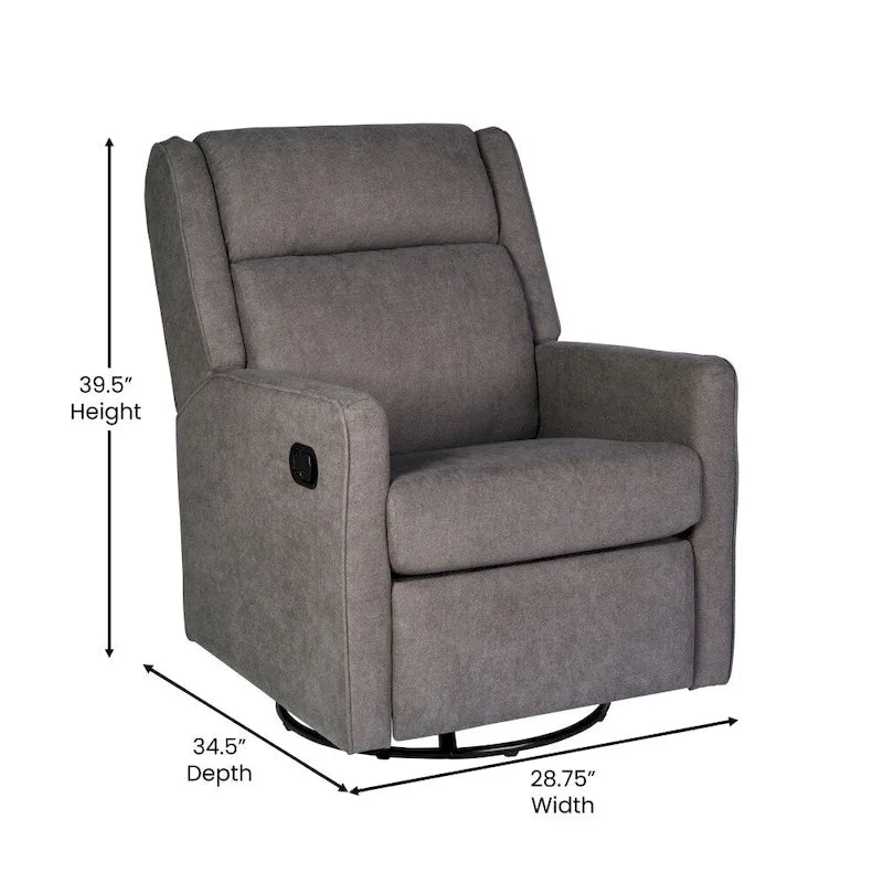 Fauteuil inclinable, pivotant et à bascule manuel rembourré classique