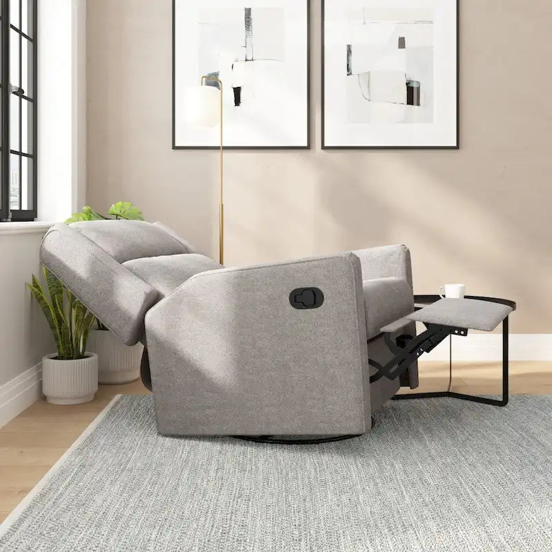 Fauteuil inclinable, pivotant et à bascule manuel rembourré classique