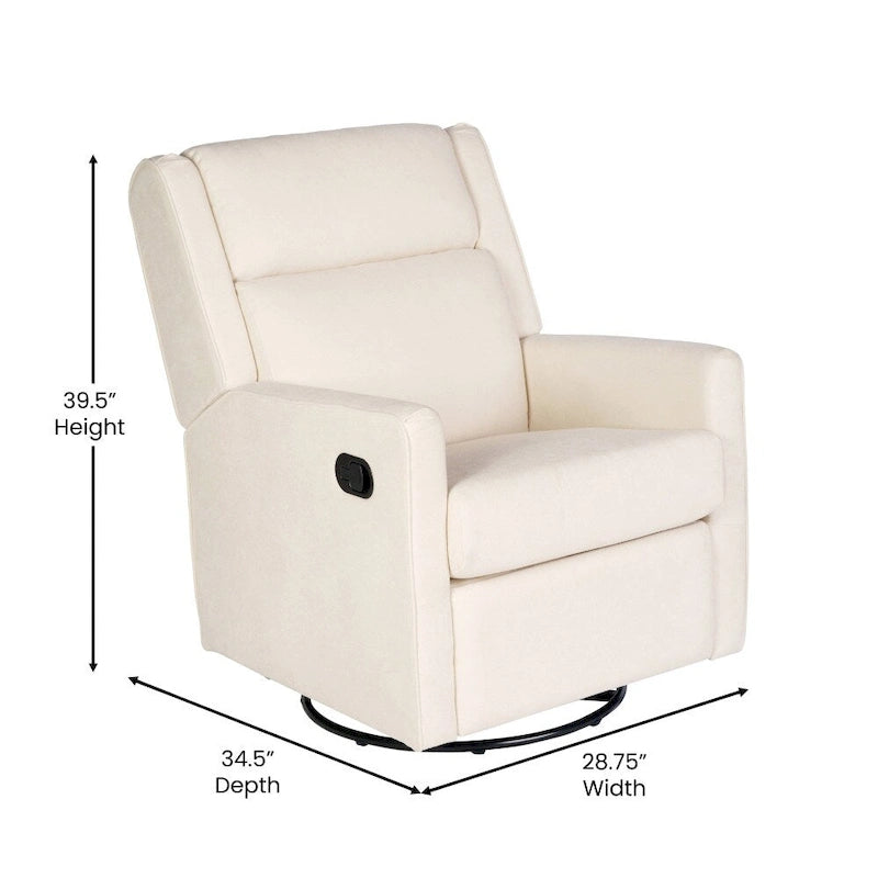 Fauteuil inclinable, pivotant et à bascule manuel rembourré classique