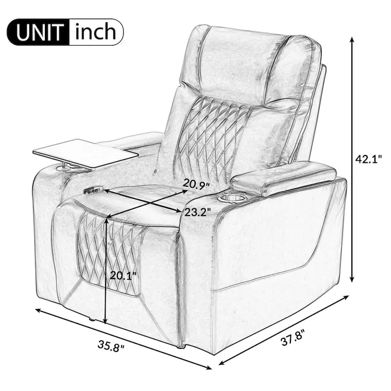 Fauteuil inclinable électrique avec 2 porte-gobelets pratiques