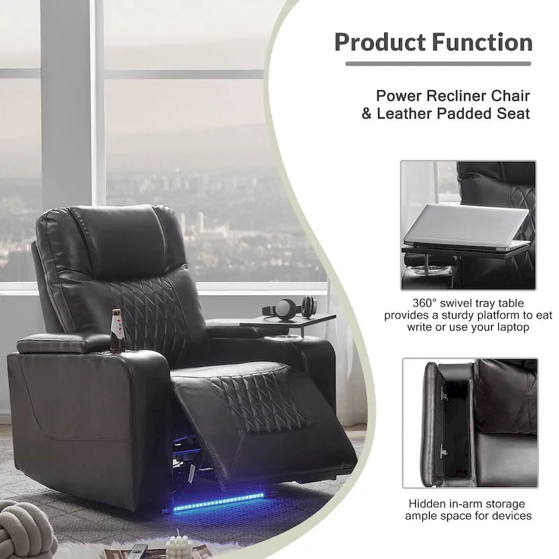 Fauteuil inclinable électrique avec 2 porte-gobelets pratiques