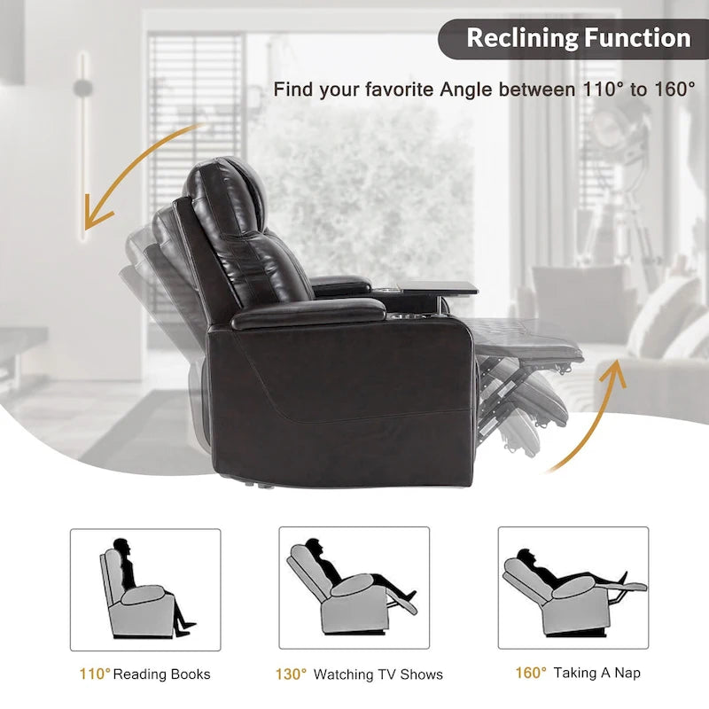 Fauteuil inclinable électrique avec 2 porte-gobelets pratiques
