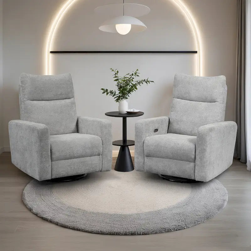 Fauteuil inclinable pivotant et coulissant Olmas 33,5 W avec chargeur USB - Lot de 2