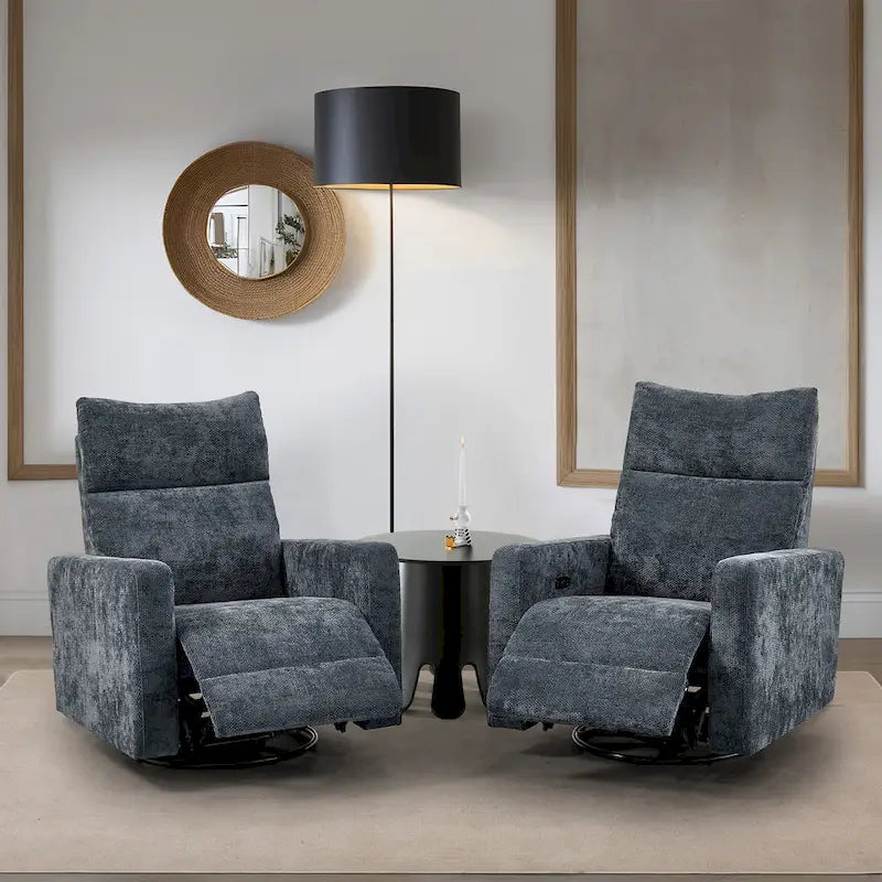 Fauteuil inclinable pivotant et coulissant Olmas 33,5 W avec chargeur USB - Lot de 2