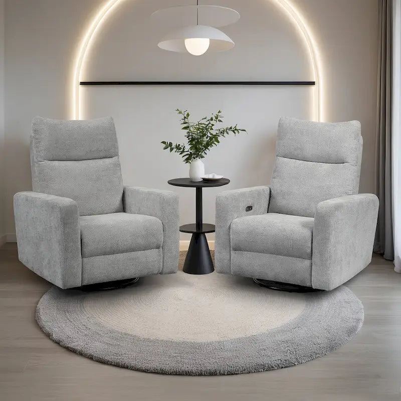 Fauteuil inclinable pivotant et coulissant Olmas 33,5 W avec chargeur USB - Lot de 2