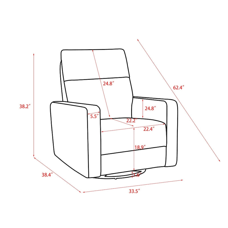 Fauteuil inclinable pivotant et coulissant Olmas 33,5 W avec chargeur USB - Lot de 2