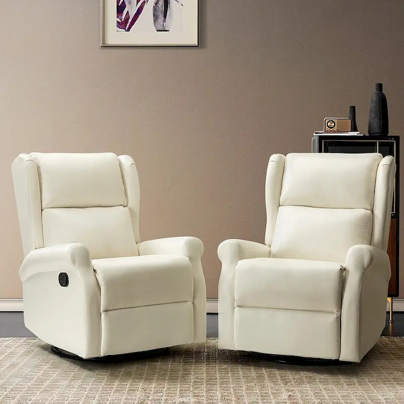 Fauteuil inclinable pivotant en similicuir Baksoho pour chambre de bébé avec base en métal, lot de 2 par HULALA HOME