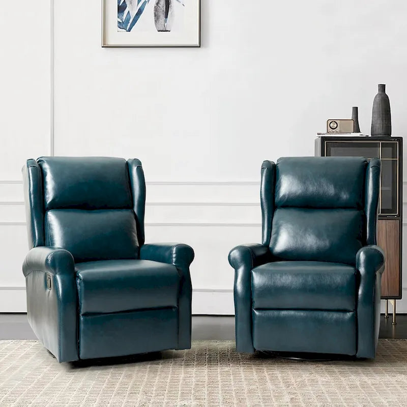 Fauteuil inclinable pivotant en similicuir Baksoho pour chambre de bébé avec base en métal, lot de 2 par HULALA HOME