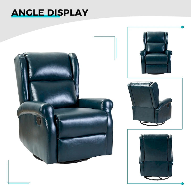Fauteuil inclinable pivotant en similicuir Baksoho pour chambre de bébé avec base en métal, lot de 2 par HULALA HOME