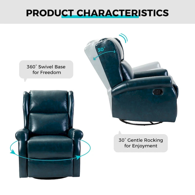 Fauteuil inclinable pivotant en similicuir Baksoho pour chambre de bébé avec base en métal, lot de 2 par HULALA HOME
