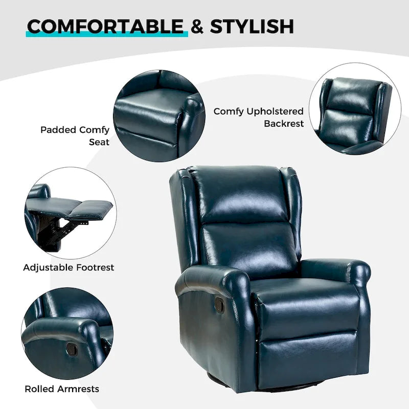 Fauteuil inclinable pivotant en similicuir Baksoho pour chambre de bébé avec base en métal, lot de 2 par HULALA HOME