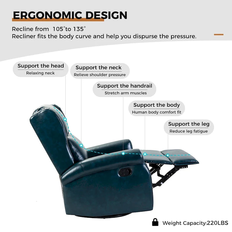 Fauteuil inclinable pivotant en similicuir Baksoho pour chambre de bébé avec base en métal, lot de 2 par HULALA HOME