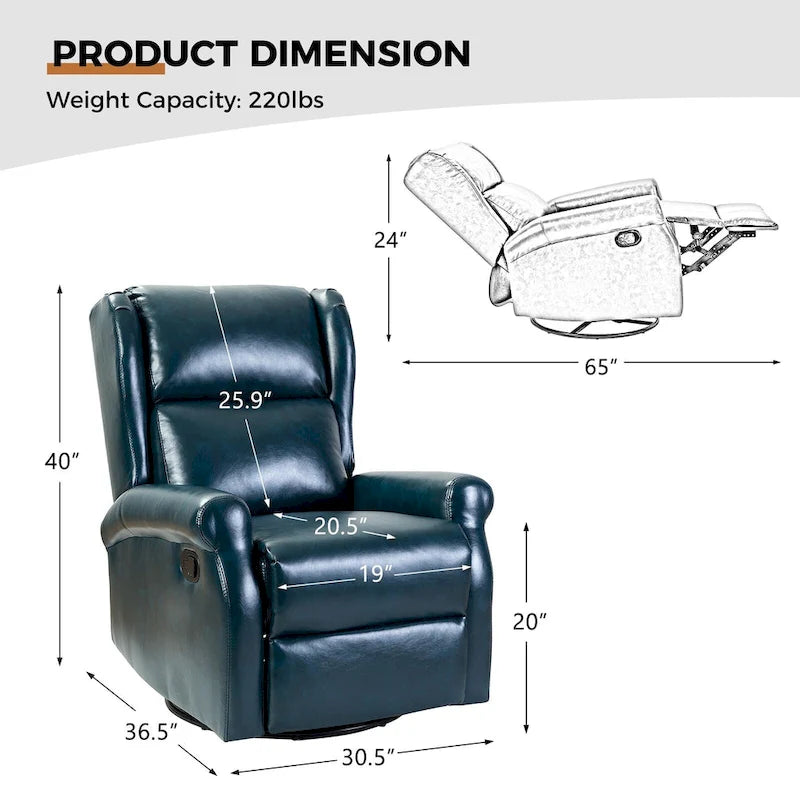 Fauteuil inclinable pivotant en similicuir Baksoho pour chambre de bébé avec base en métal, lot de 2 par HULALA HOME