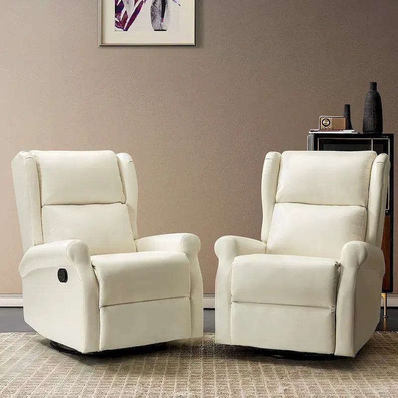 Fauteuil inclinable pivotant en similicuir Baksoho pour chambre de bébé avec base en métal, lot de 2 par HULALA HOME