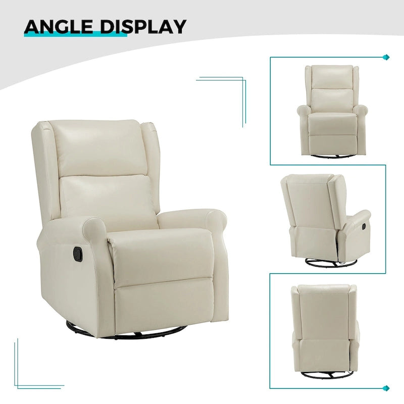 Fauteuil inclinable pivotant en similicuir Baksoho pour chambre de bébé avec base en métal, lot de 2 par HULALA HOME